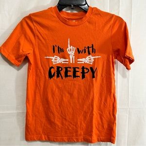 ADTN Kids I’m With Creepy Skeleton Hands Short Sleeve T-Shirt in Orange M(10/12)